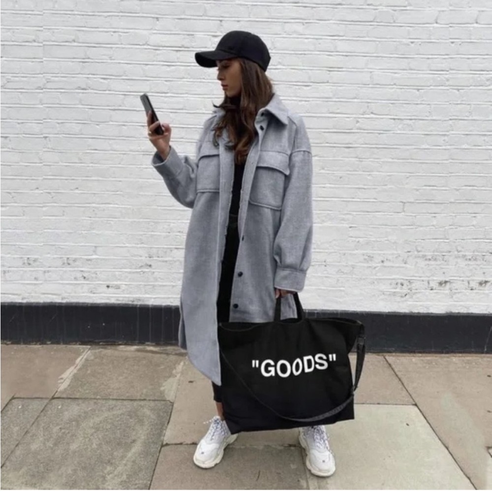 Zara Light Gray Long Trench Coat